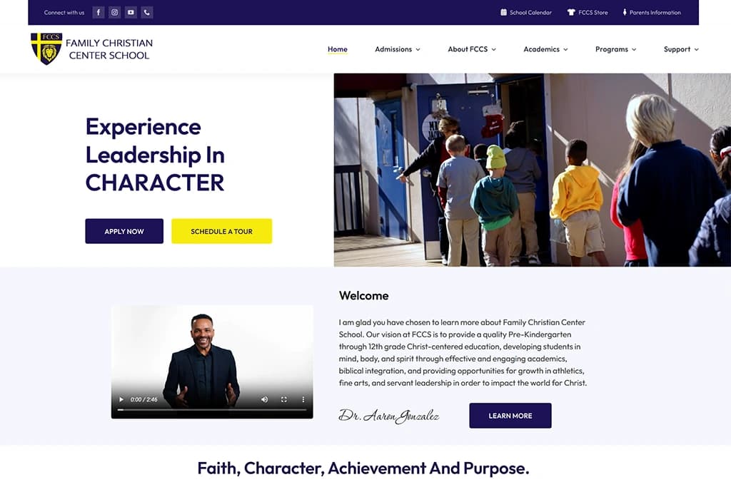 Family Christian Center School website designed by reBrand Local